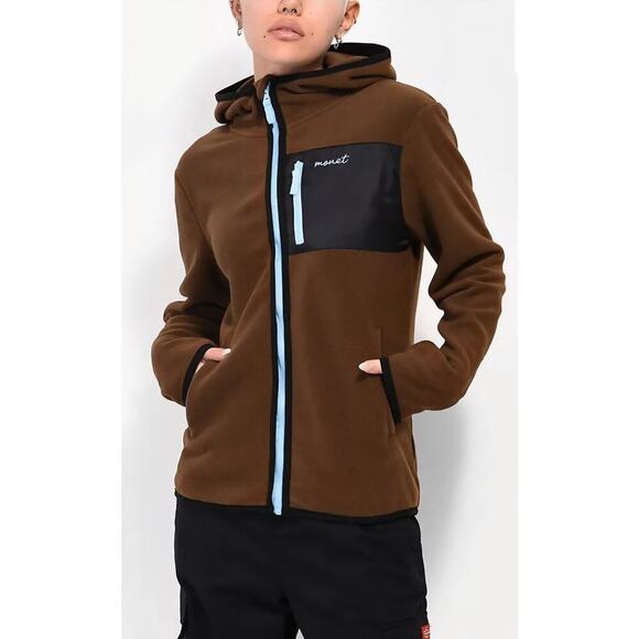 Monet Skateboards Soft Hoodie Jacket Adults Size Medium Brown Full Zip Everyday - Picture 1 of 8